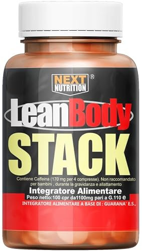 Lean Body Stack - Bruciagrassi Termogenico Dimagrante Forte| Garcinia Tè Verde Guaranà Tirosina Fucus |Favorisce Energia e Perdita di Peso | Accelera il Metabolismo Aiuta a dimagrire 100 Compresse