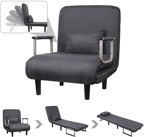 Vinteky 3-in-1 Einzelnes&Klappbares Schlafsofa, Ausziehbarer Sessel, Faltbarer Liegestuhl Schlafsessel, Couch mit Bettfunktion, Bettsofa Gästebett