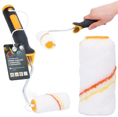 Farbroller 10 cm Ersatzrolle Farbwalze Lackroller Ersatzwalze Fellwalze Halter Farbbügel Bügel Acryl Lack Putz Tapete Wand Malen Walze Malerrolle Streichen Malerset