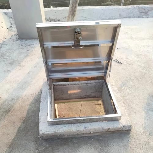 Claraboya Techo Puerta de Acceso Al Tejado con Pestillo, Tapa Metálica para Trampilla de Tejado con Protección Contra La Intemperie, Tapa de Salida de Escalera de Ático, Tapa de Salida de Sótano(26x24