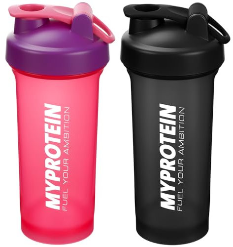 Alaoo Protein Shaker Bottle, 2PCS Shaker Protein Shakes with Metal Stirring Ball, Sports Gym Supplement Protein Shake Bottle for Mixing Protein Shakes and Supplements, 700ml, Black and Red