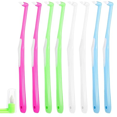 8 Pcs Interspace Toothbrush, Interspace Compact Soft Toothbrush Medium Gum Single Tufted Brush, Interspace Teeth Brush for Orthodontic Braces & Detail Cleaning