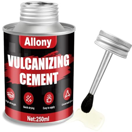 Pegamento Vulcanizante, Pegamento Neumatico, Pegamento de Contacto, 250ML | Caucho Liquido para Reparación de Neumáticos Cubiertas, Rápida Adhesión, Cemento con Pincel, Repara Pinchazos Coche