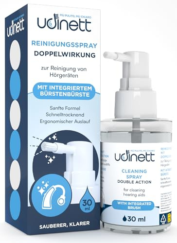 Spray Limpiador para Audífonos Auriculares y Cascos Bluetooth 30ml Udinett - Spray Higienizante Rápido Sin Alcohol - Limpiador con Cepillo Limpiador contra Suciedad y Cerumen