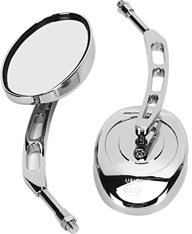 Hamwesh Universal Motorcykelbackspeglar, 2 St 360° Justerbar Glaslins med Aluminiumskaft för 10 Mm Gängstyr, Stångspeglar