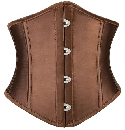 TRIWORKS Women's Underbust Corset, Boned Satin Waist Cincher Bustier | Lace Up Shaper for Renaissance Pirate Halloween Cosplay Costume S-4XL