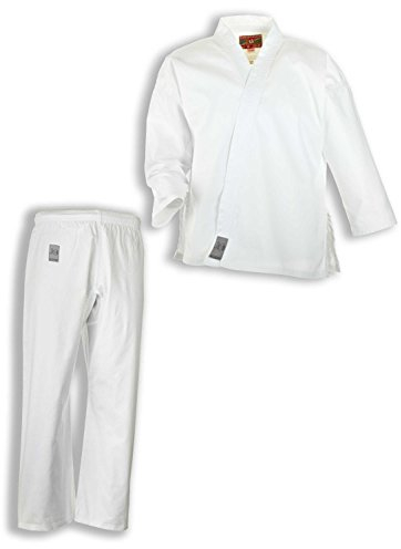 Ju-Sports Karate Anzug Bonsai Weiß 140 I Klassischer Karateanzug speziell für Kinder I Karate Kimono inkl. weißem Gürtel I Hose mit Kickzwickel & Elastikbund