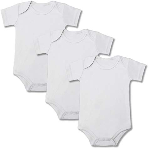 BINIDUCKLING Baby Bodysuit Short Sleeve Romper Pack-3 White 6M