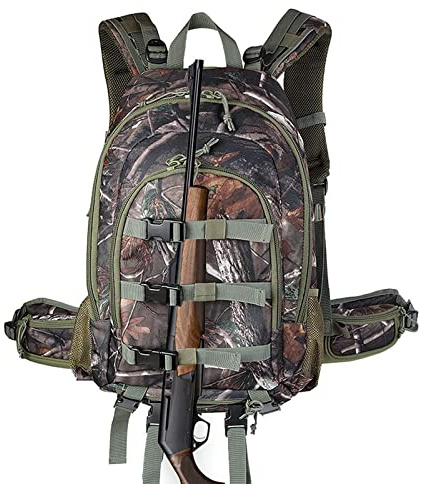 AUMTISC Hunting Backpack, Hunting Bags for Men Waterproof, 40L Camo Hunting Day Pack with Gun Holder, Hunter Backpacks with Bow Holder for Bow Gear Gift Rifle