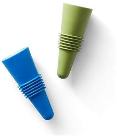 Rabbit Wine and Beverage Bottle Stoppers with Grip Top (Blue, Set of 2)