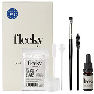 fleeky Browhenna Kit - DIY ögonbrynsfärg för ögonbryn på fleek, hennafärgpulver för naturlig ögonbrynsfärgning, perfekt för tjejkvällar, mors dag, födelsedagspresent till väninna (Mini, svart)