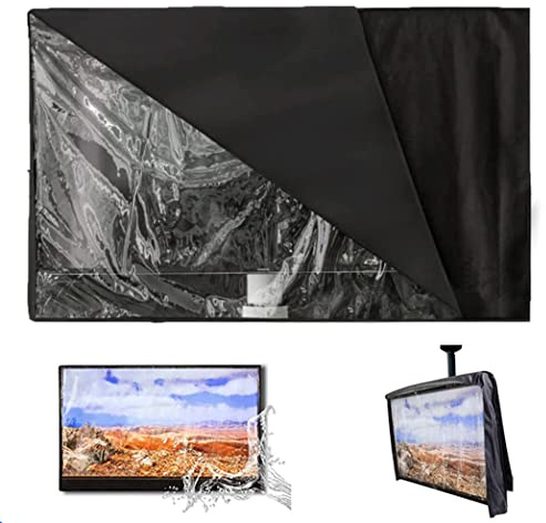 COOSOO Outdoor TV Cover with Clear Front Television Cover Waterproof Universal Protector for LCD LED Plasma Television Sets with Remote Control Pocket Compatible with Standard Mounts Stands (46-48’’)