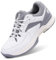 FitVille Extra Weit Tennisschuhe Herren Breit Hallenturnschuh Atmungsaktiv Training Schuhe für Tennis Badminton Walking Fitnessstudio Weiß & Grau 44 EU X-Weit