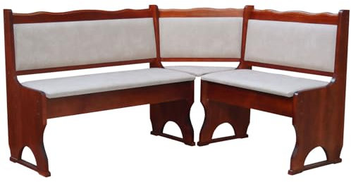 Imbottitura Panca angolare in legno di pino, Calvados colore con imbottitura in legno massello – PELLE ECOPELLE BEIGE (100 x 200)