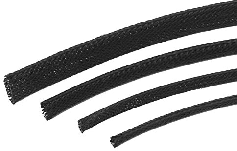 Gewebeschlauch Schwarz Meterware – 9 Größen von Ø4 mm bis Ø25 mm auswählbar – Kabelschutz, Geflechtschlauch für Auto, Heim, Büro, Heimkino, Elektroinstallationen – Flexibel & robust (Ø10mm)