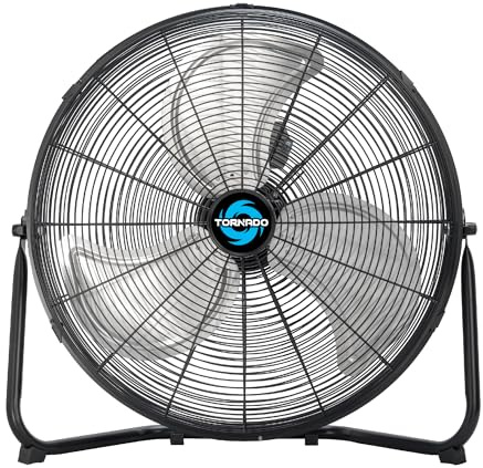 Tornado 20 Inch High Velocity Metal Floor Fan, 3-Speed Powerful Cooling for Industrial, Commercial, and Home Spaces, 120°Tilt, 6.0 FT Cord - UL safety Listed, Black