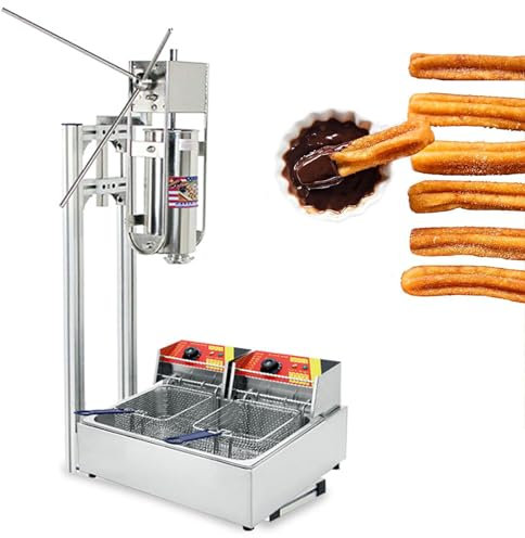 lwjunmm Máquina Comercial con Manivela de Acero Inoxidable Máquina Profesional para el Hogar Tipo Vertical Máquina Rellenadora Manual de Churros para Donuts Españoles Aplicable para Restaurantes,B