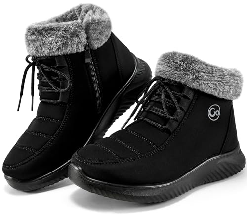Alicegana Winter Boots for Women Warm Fur Lined Snow Shoes Slip on Ankle Booties Comfortable Anti Slip Outdoor Boots