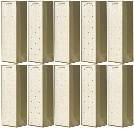 10 borse sacchetti di bottiglie, sacchetti regalo per vino, prosecco e champagne - Crema Oro
