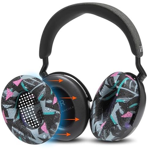 WC SweatZ Momentum 4 – Patentierte Ohrpolsterbezüge für kabellose Over-Ear-Kopfhörer Sennheiser Momentum 4 von Wicked Cushions | Schweißfest und leicht waschbar | 90's Black