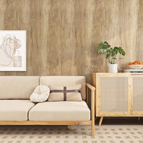 Livelynine Carta da Parati Adesiva Muro Legno Naturale 40CMx10M Carta Adesiva per Pareti Cucina Bagno Lavabile Pellicola per Mobili Adesivo Effetto Legno Chiaro Tavolo Ripiani Porta Rotolo Adesivo