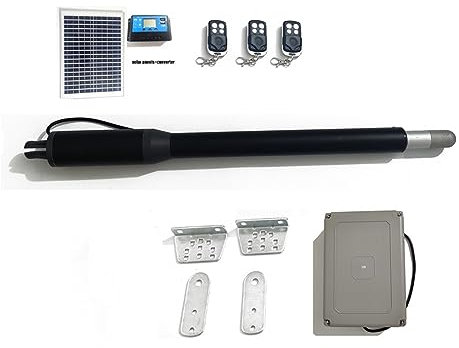 Kit Automazione Cancello Scorrevole, Apriporta singolo da 200 kg con pannello solare, motore automatico for porta a battente, attuatore con telecomando, operatore, accesso al cortile del garage,per c