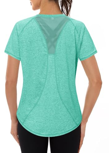 Gyabnw Haut Running Femme T Shirt Fitness Femme Manches Courtes | Haut de sport femme pour fitness, yoga, running et entraînement, léger et confortable au quotidien, protection anti-UV