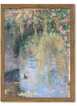 Framed Vintage Monet Canvas Wall Art, Floral Landscape Wall Decor Paintings, Country Nature Pictures Prints Aesthetic Home Decor for Living Room Bedroom Bathroom 12x16 inch
