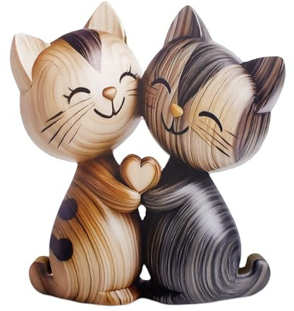 Figura de Madera de Gato, Gatito Decoración del Casa Mini Cat Decoración, adornos para Decoración de Paisaje del Hogar, Recuerdos de Fiesta