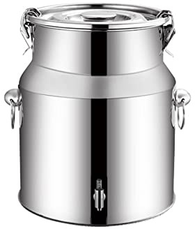 HXYONGN Milk Churn Can Jug Canister 201 Stainless Steel Oil Bucket Water Jug Ice Bucket Pail - Airtight Milk Cream Transportation Container with Tap/A / 5L（A-14L）