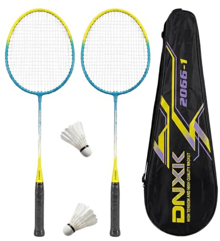 Set Badminton Power Racchette da Badminton Per N 2 Giocatori con 2 Volano e Borsa per il Trasporto, Coppia Racchetta Ultraleggera in Alluminio e Acciaio, Grip in Poliuretano Ergonomico