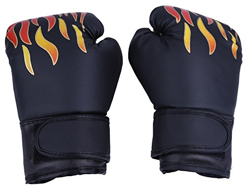 VGEBY Boxe Thai Enfants de Muay en PU Anti-Choc pour Entraînement pour Filles Garçons 7 à 13 Ans (Couleur : Noir)