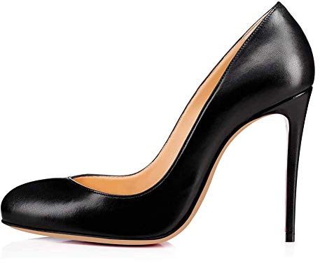 Zkd337s - Scarpe da donna alla moda con punta rotonda senza lacci, tacco super alto, comode scarpe da sera per feste, taglie grandi, Nero , 44 EU