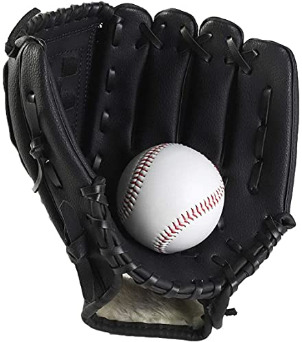 CXING Baseballhandschuh, Baseball-Handschuh für Kinder und Erwachsene mit 1 weichen Ball, PU-Leder-Baseballhandschuh, Softball Sport Handschuhe (Schwarz, 12.5)