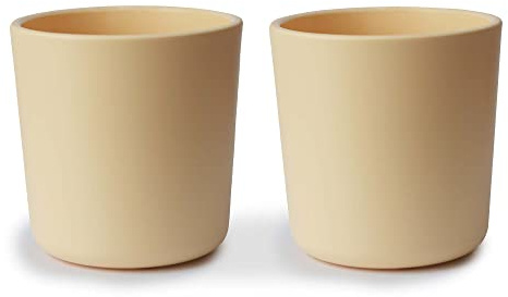 Mushie Dinnerware Cups for Kids | Tableware Cups | 1x Set of 2 | Reuseable | Dishwasher- and Microwave Safe | Easy for Child to Hold | Made in Denmark (Pale Daffodil)
