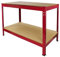 Workbench Garage Table Metal Storage Shelving DIY Tools Heavy Duty Work Bench Workshop Shed / 2 Shelves 90cm x 100cm x 60cm / Red