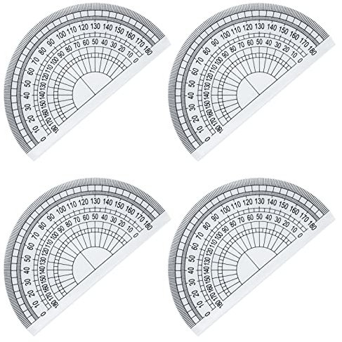 SZXMDKH Transportador de plástico para medición de ángulos, matemáticas, 180 grados, 4 pulgadas, transparente (4 unidades)