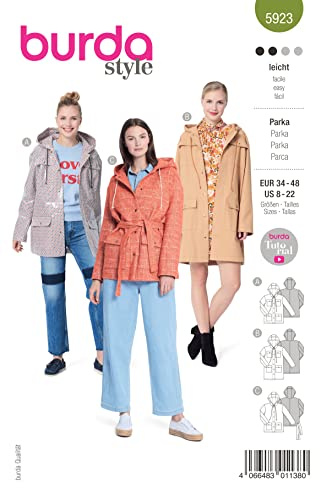 burdastyle Schnittmuster 5923 | Parka mit Kapuze zum selber nähen | Damen, Gr. 34-48| Nählevel: mittel