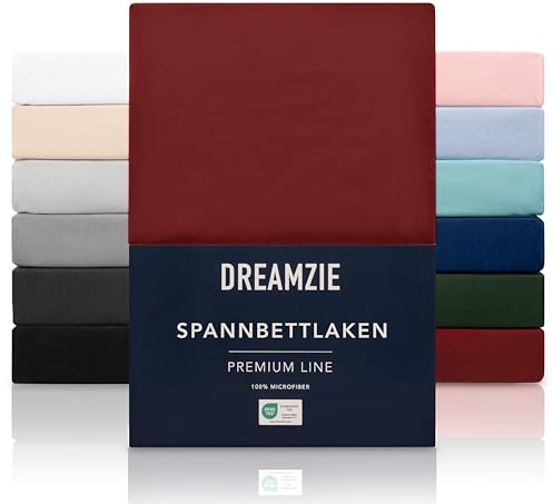 Dreamzie - Spannbettlaken 140x200cm | Mikrofaser Weich – Für Dicke Matratzen – Oeko-Tex | Komfort, Atmungsaktivität, Pflegeleicht – Burgundy