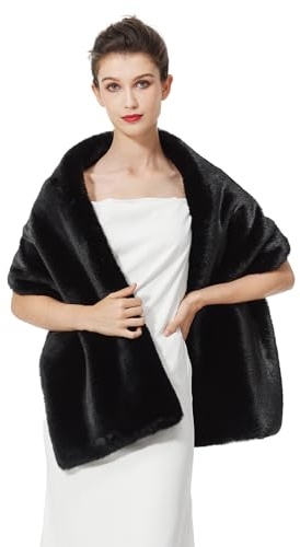 BEAUTELICATE Estola Chal Pelo Mujer Boleros Mantón para Fiesta Bodas Novia Invierno Vestido de Noche（Nergo,talla única）