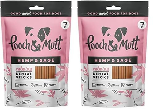 Pooch & Mutt - Dental Sticks für Hunde mit Hanf & Salbei, 251g Packung (Packung mit 2)