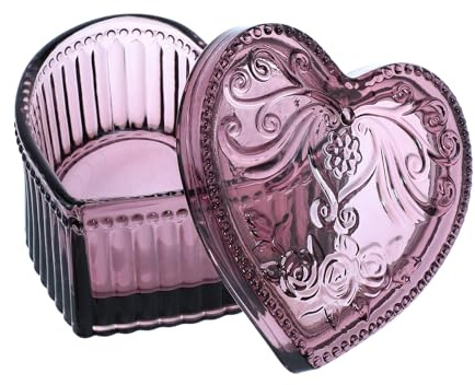 Gaolinci Crystal Glass Heart-Shaped Storage Box Embossed Jewelry Box with Lid