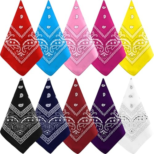 NACHLYNN Set di 10/20 bandane assortite in poliestere con motivo cachemire, 22 x 22 Zoll