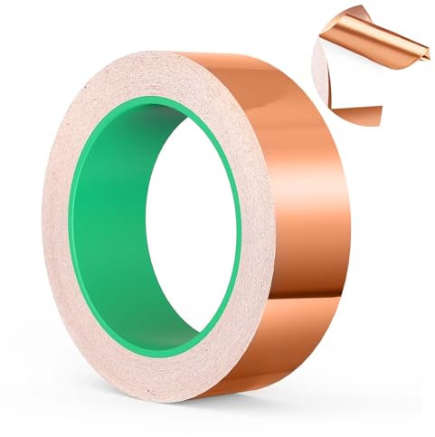 YANINEE 20m x 30mm Kupferband Gegen Schnecken Hochbeet, Beidseitig Leitende Kupfer Klebeband, Schneckenschutz für Hochbeete, Schneckenband Kupfer, Selbstklebend Abschirmband, Kupferband für Erdung, Lö