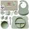 Bubba Bear Juego de vajilla infantil de silicona, antideslizante, juego de vajilla infantil con ventosa, 11 unidades sin BPA, cubiertos para aprender a comer con cuchara, tenedor, cuenco, babero,