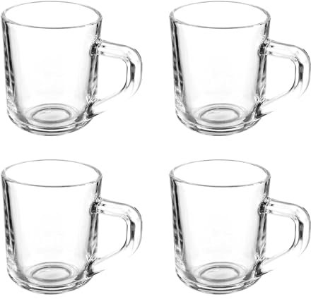 Set 4 tazas vidrio cafe con asa 80ml colección VIVALTO