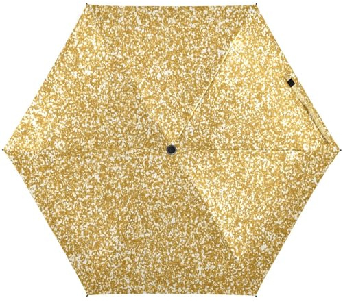 RPLIFE Umbrellas for Sun, Windproof Compact Umbrellas, Ideal for Car, Purse, Men and Women, Gold Glitter