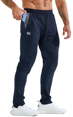 ZENWILL ZeroBols Pantalones Deportivos Hombre Gimnasio Cremallera Gym Jogger Pantalón Largo Running Entrenamiento Hombre(Azul Marino,L)