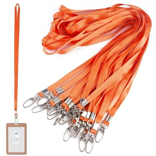 20 Piezas Cuelga Llaves Cuello, 45.5 cm Lanyard Llaves, Cinta para Cuello con Clip, Naranja Lanyards Poliéster para Llaves al Cuello Para Identificación, Insignias, Llaves, Empleados, Estudiantes