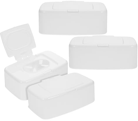 UPKOCH Dispenser Porta Salviette Umidificate da 4 Pezzi con Coperchio Ermetico, Contenitore Portatile in Plastica Resistente per Casa e Ufficio, Scatola Compatta per Salviettine